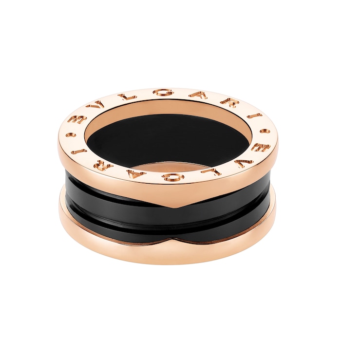 Bvlgari Jewelry 18K Rose Gold & Black Ceramic B.zero1 Ring - Size 9.75