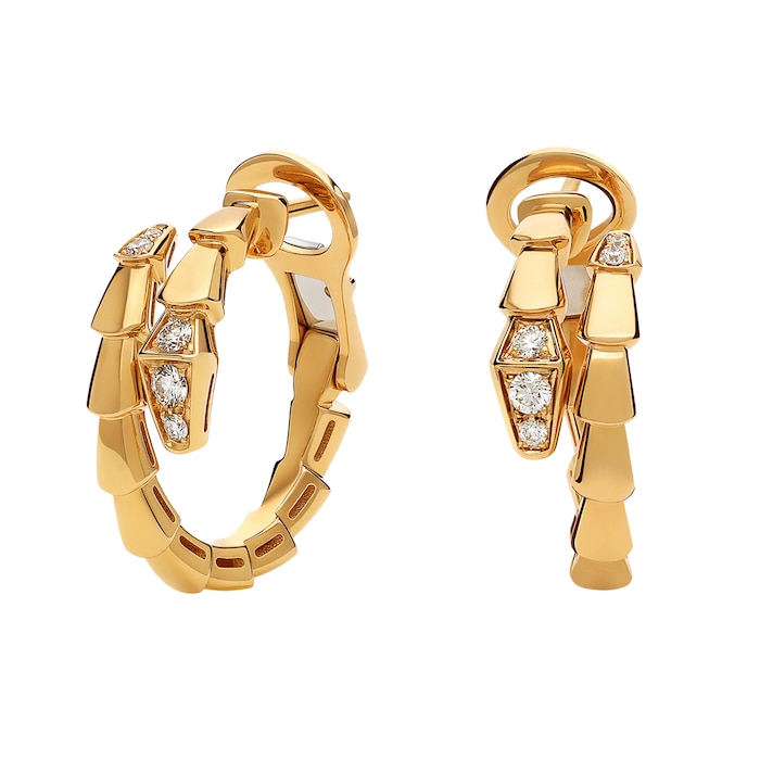 Bvlgari Jewelry 18K Yellow Gold Serpenti Viper Diamond Earrings