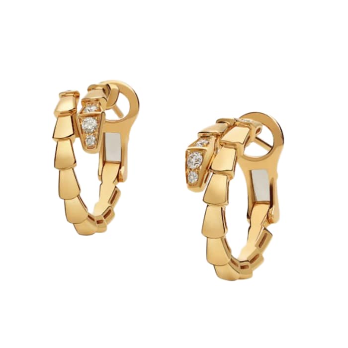 Bvlgari Jewelry 18K Yellow Gold Serpenti Viper Diamond Earrings