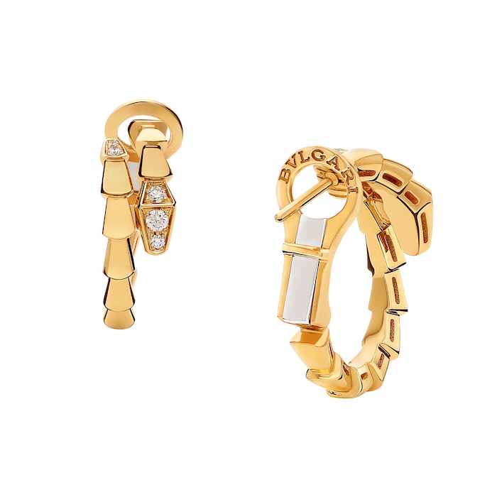 Bvlgari Jewelry 18K Yellow Gold Serpenti Viper Diamond Earrings