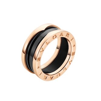 Bvlgari Jewelry 18K Rose Gold & Black Ceramic B.zero1 Ring - Size 10.5