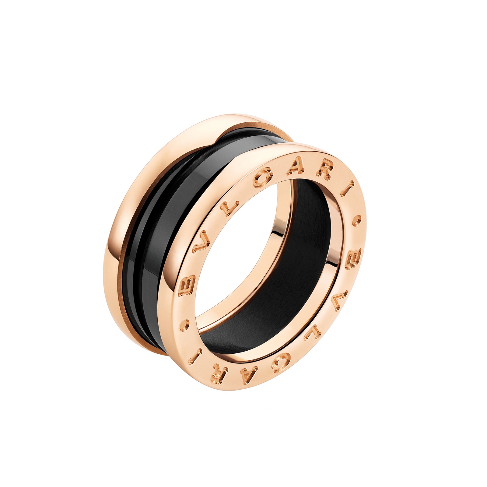 Bvlgari Jewelry 18K Rose Gold & Black Ceramic B.zero1 Ring - Size 10.5