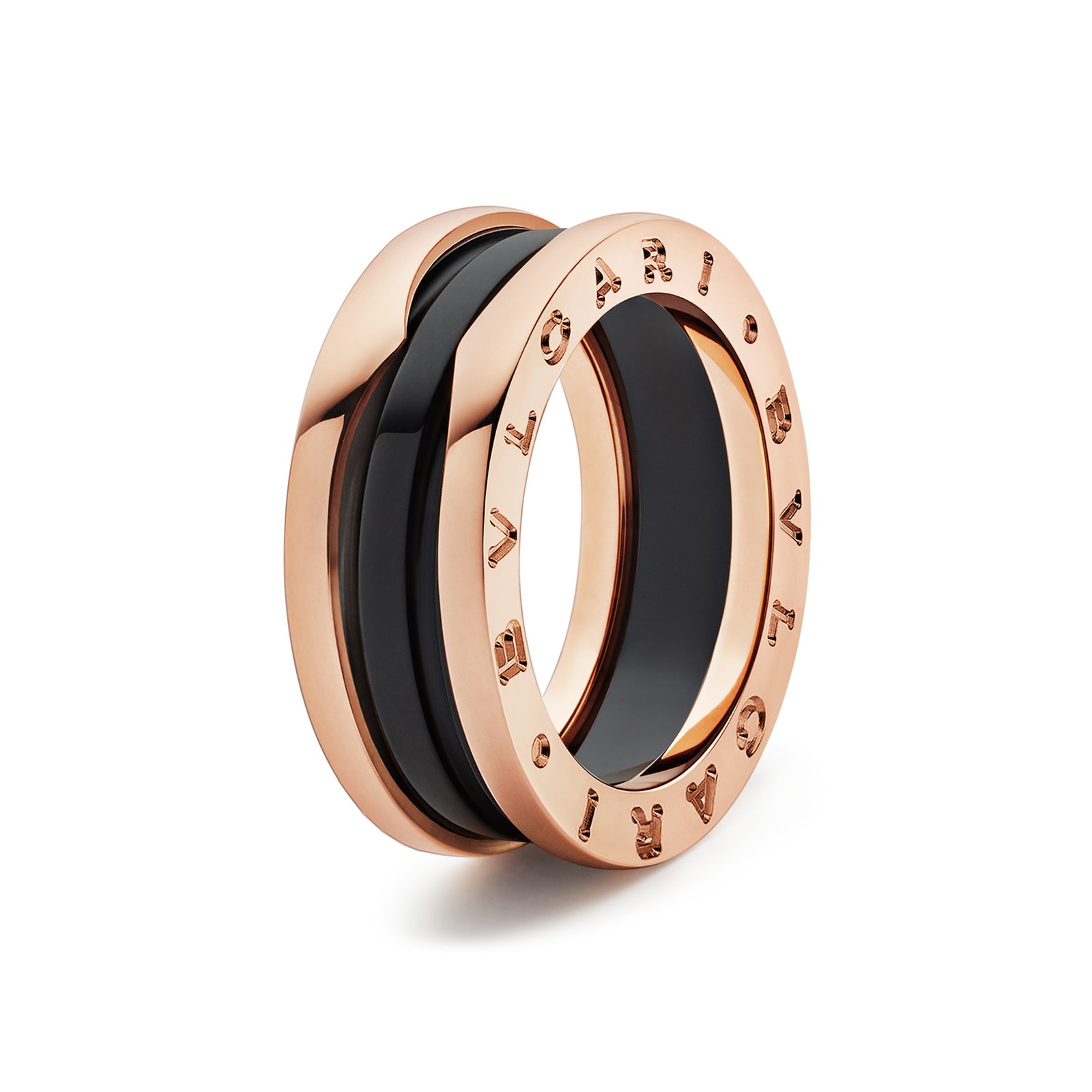 Bvlgari Jewelry 18K Rose Gold & Black Ceramic B.zero1 Ring - Size 10.5