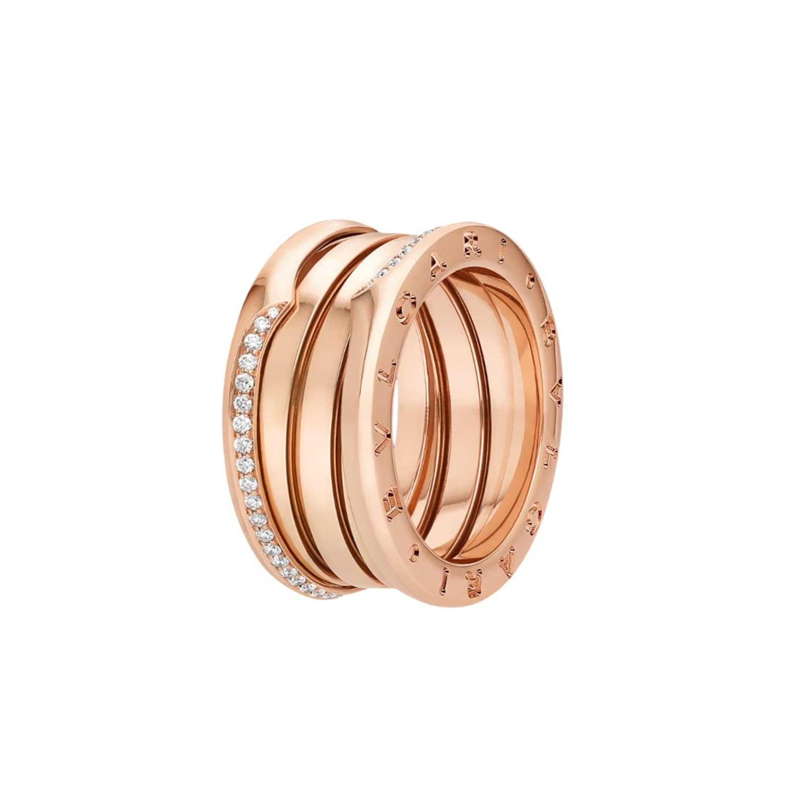 Bvlgari Jewelry 18K Rose Gold B.ZERO1 Three Band Diamond Ring - Ring Size  6.75