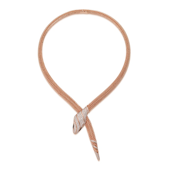 Bvlgari Jewelry 18K Rose Gold Serpenti Diamond & Black Onyx Snake Necklace