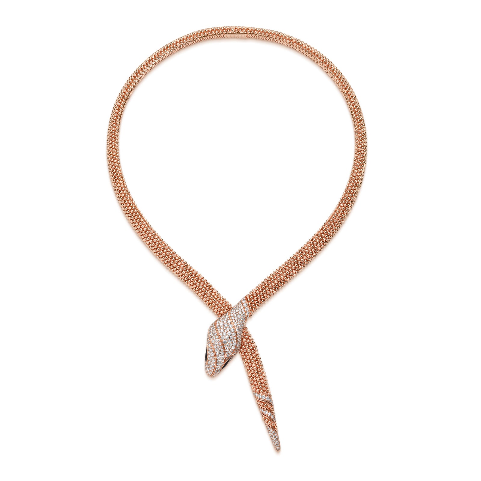 Bvlgari Jewelry 18K Rose Gold Serpenti Diamond & Black Onyx Snake Necklace