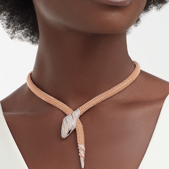 Bvlgari Jewelry 18K Rose Gold Serpenti Diamond & Black Onyx Snake Necklace