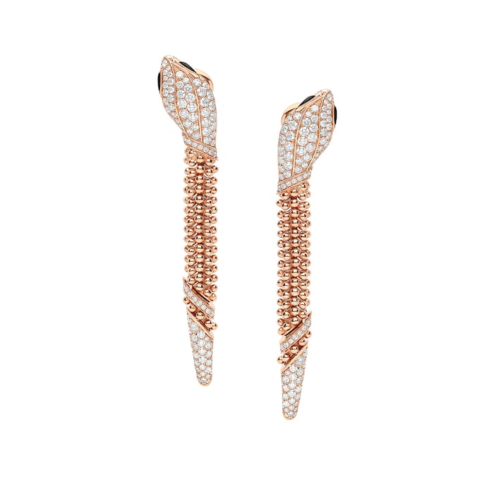 Bvlgari Jewelry 18K Rose Gold Serpenti Diamond & Black Onyx Snake Drop Earrings