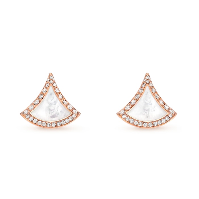 Bvlgari Jewelry 18K Rose Gold Divas Dream Diamond & Mother Of Pearl Stud Earrings