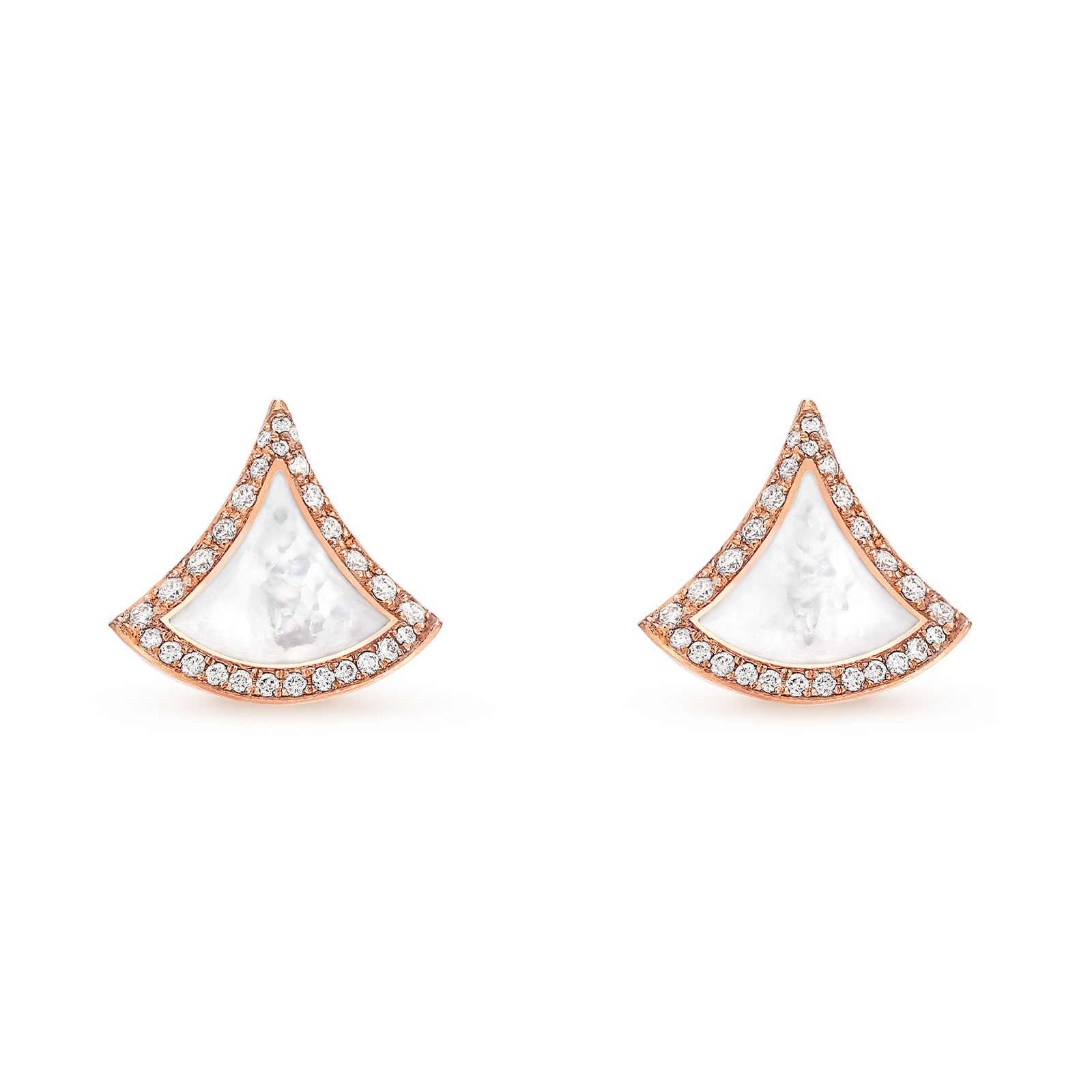 Bvlgari Jewelry 18K Rose Gold Divas Dream Diamond & Mother Of Pearl Stud Earrings