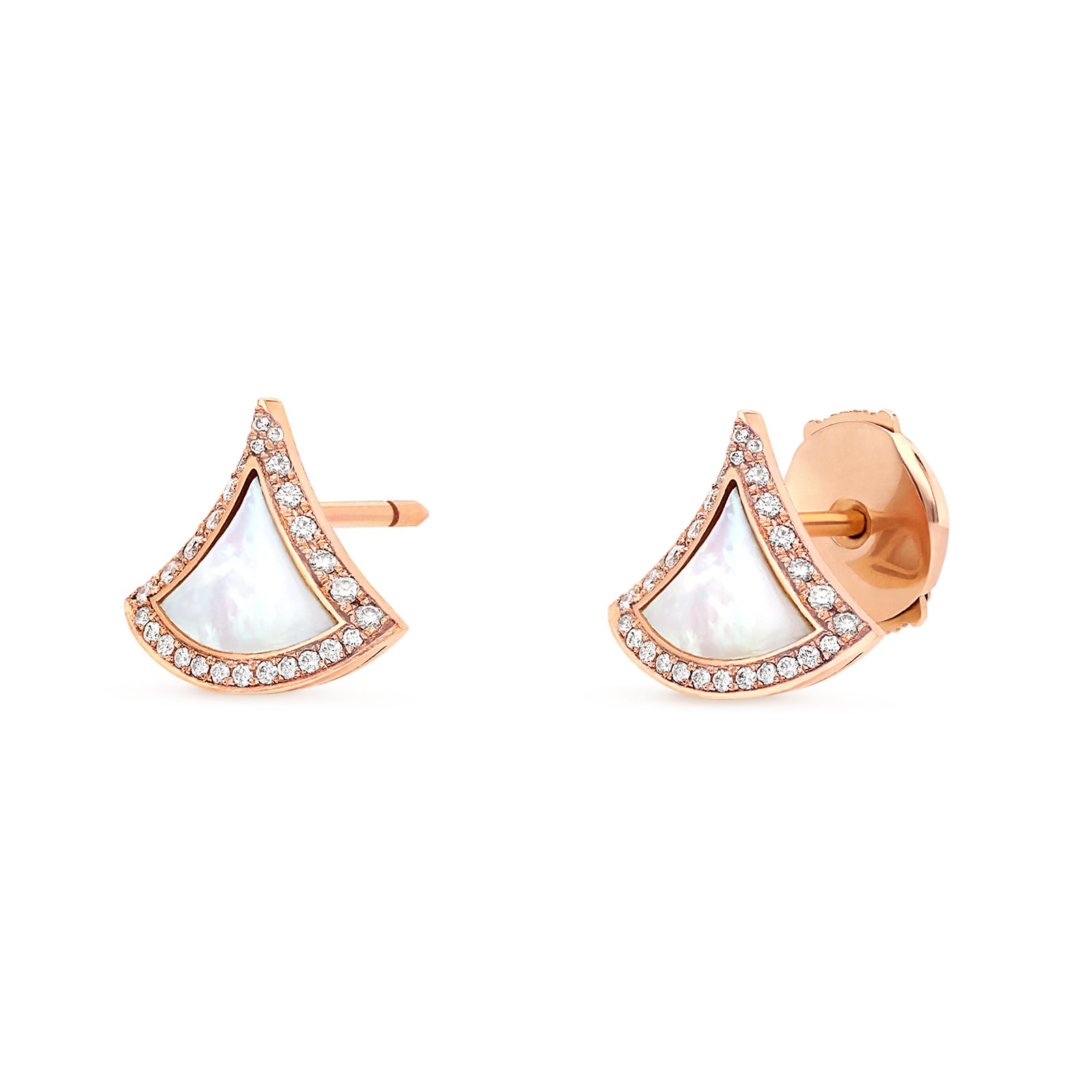 Bvlgari Jewelry 18K Rose Gold Divas Dream Diamond & Mother Of Pearl Stud Earrings