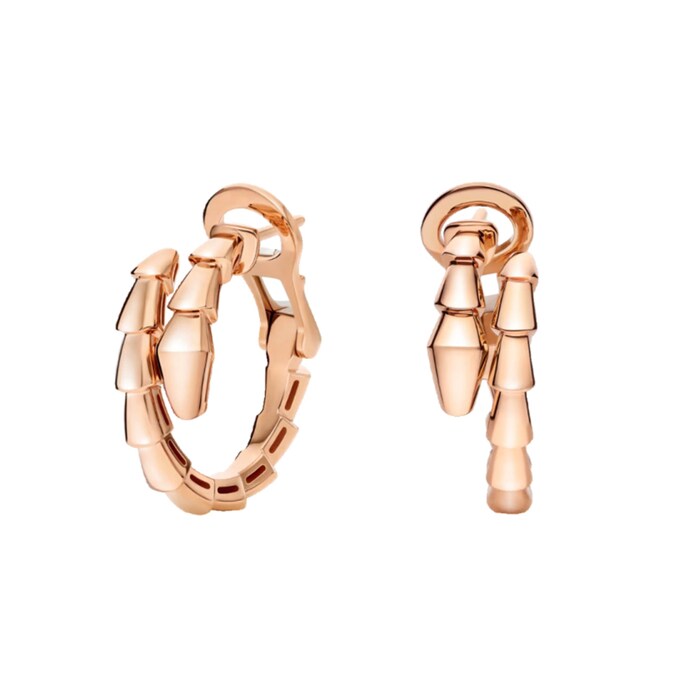 Bvlgari Jewelry 18K Rose Gold Serpenti Viper Hoop Earrings