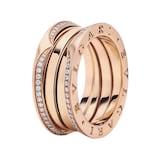 Bvlgari Jewelry 18K Rose Gold B.zero1 Diamond Band Ring - Size 53