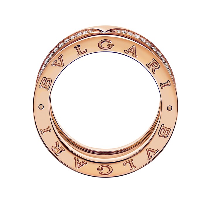 Bvlgari Jewelry 18K Rose Gold B.zero1 Diamond Band Ring - Size 53