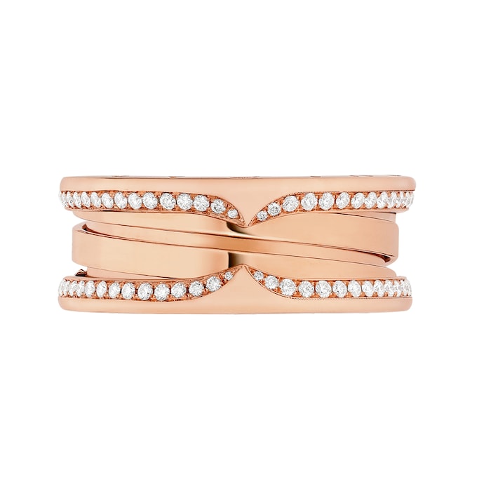 Bvlgari Jewelry 18K Rose Gold B.zero1 Diamond Band Ring - Size 53