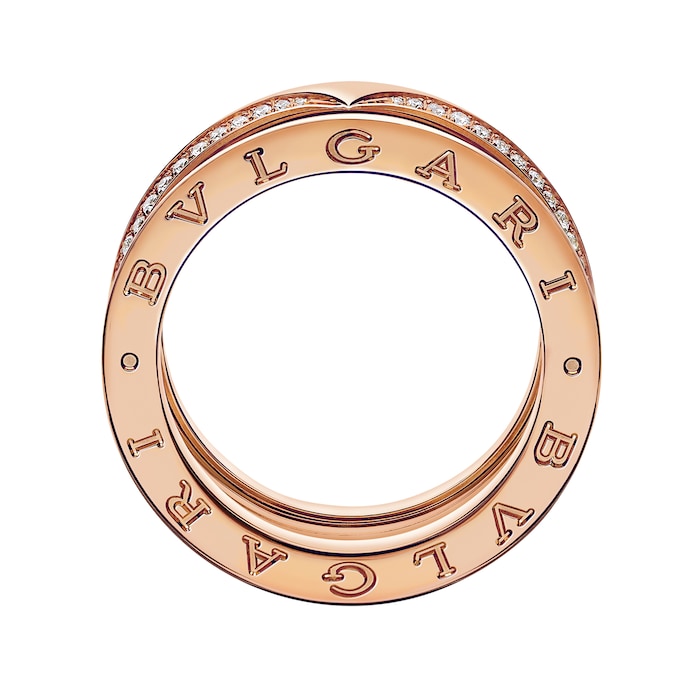 Bvlgari Jewelry 18K Rose Gold B.zero1 Diamond Band Ring - Size 54