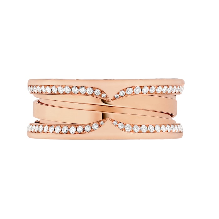 Bvlgari Jewelry 18K Rose Gold B.zero1 Diamond Band Ring - Size 54