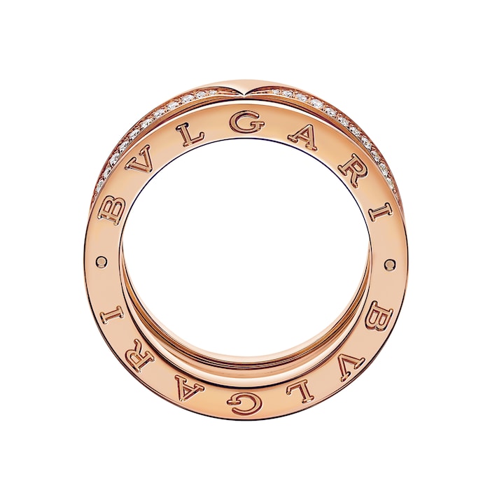 Bvlgari Jewelry 18K Rose Gold B.zero1 Diamond Band Ring - Size 55