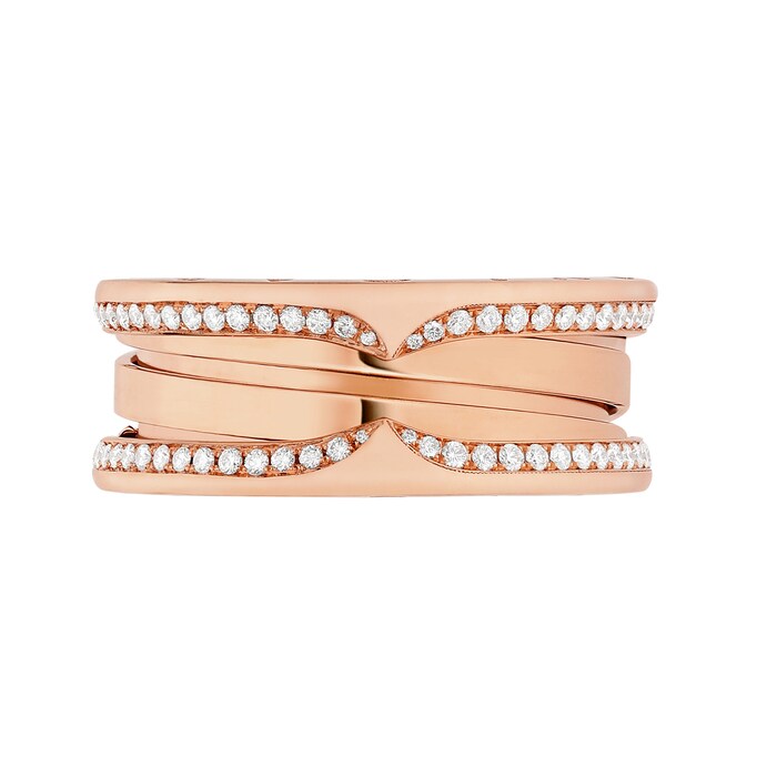 Bvlgari Jewelry 18K Rose Gold B.zero1 Diamond Band Ring - Size 55
