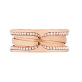 Bvlgari Jewelry 18K Rose Gold B.zero1 Diamond Band Ring - Size 55