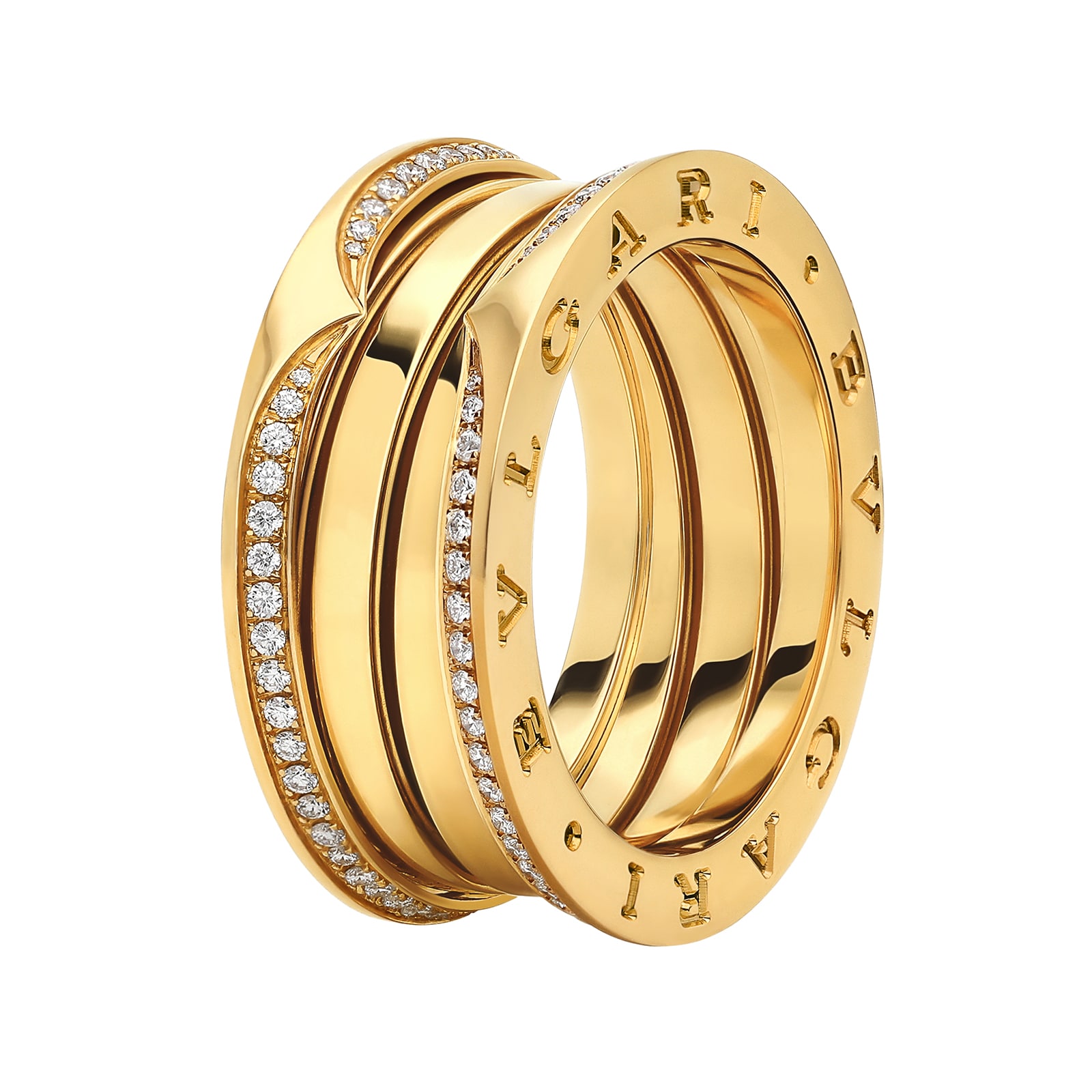 18K Yellow Gold B.zero1 Diamond Band Ring - Size 53