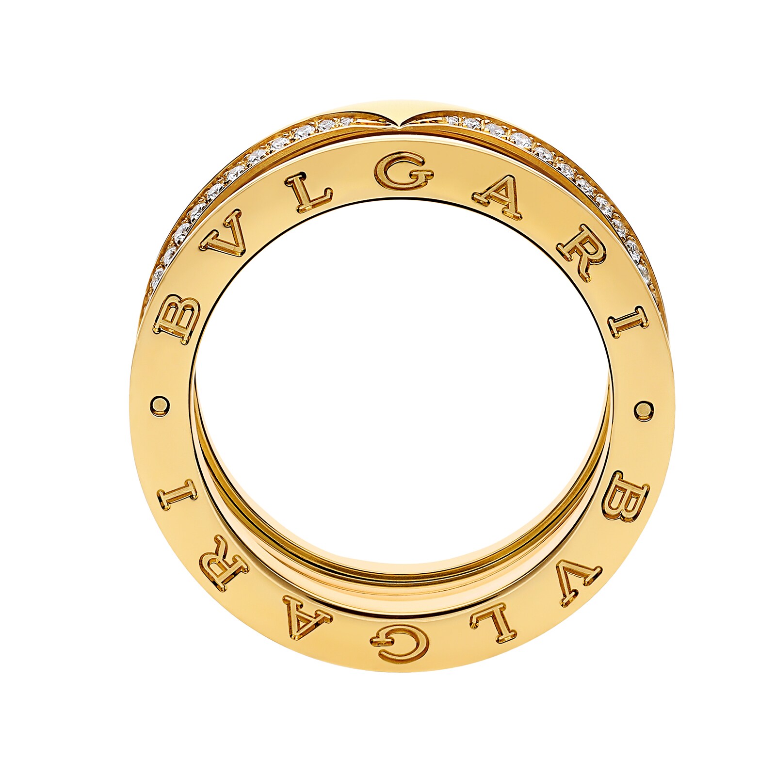 Bvlgari Jewelry 18K Yellow Gold B.zero1 Diamond Band Ring - Size 53