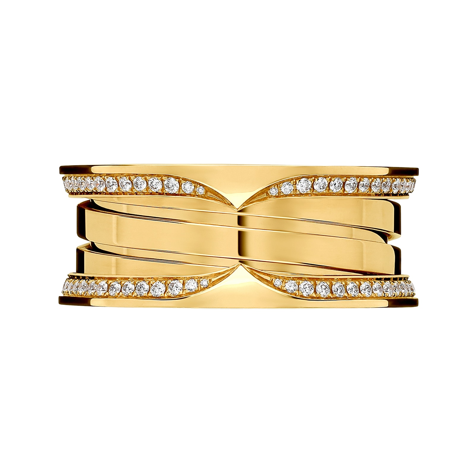 Bvlgari Jewelry 18K Yellow Gold B.zero1 Diamond Band Ring - Size 56