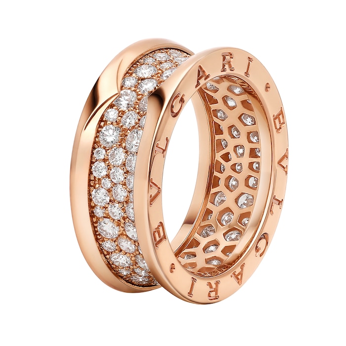 Bvlgari Jewelry 18K Rose Gold B.zero1 Diamond Band Ring - Size 53