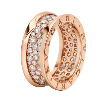 Bvlgari Jewelry 18K Rose Gold B.zero1 Diamond Band Ring - Size 53