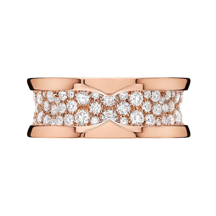 Bvlgari Jewelry 18K Rose Gold B.zero1 Diamond Band Ring - Size 53