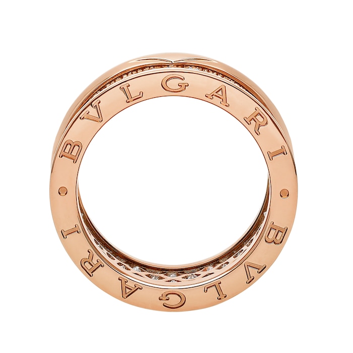 Bvlgari Jewelry 18K Rose Gold B.zero1 Diamond Band Ring - Size 53