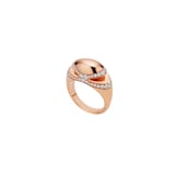 Bvlgari Jewelry 18K Rose Gold Cabochon Diamond Ring - Size 52