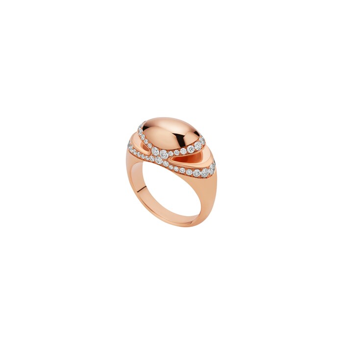 Bvlgari Jewelry 18K Rose Gold Cabochon Diamond Ring - Size 54