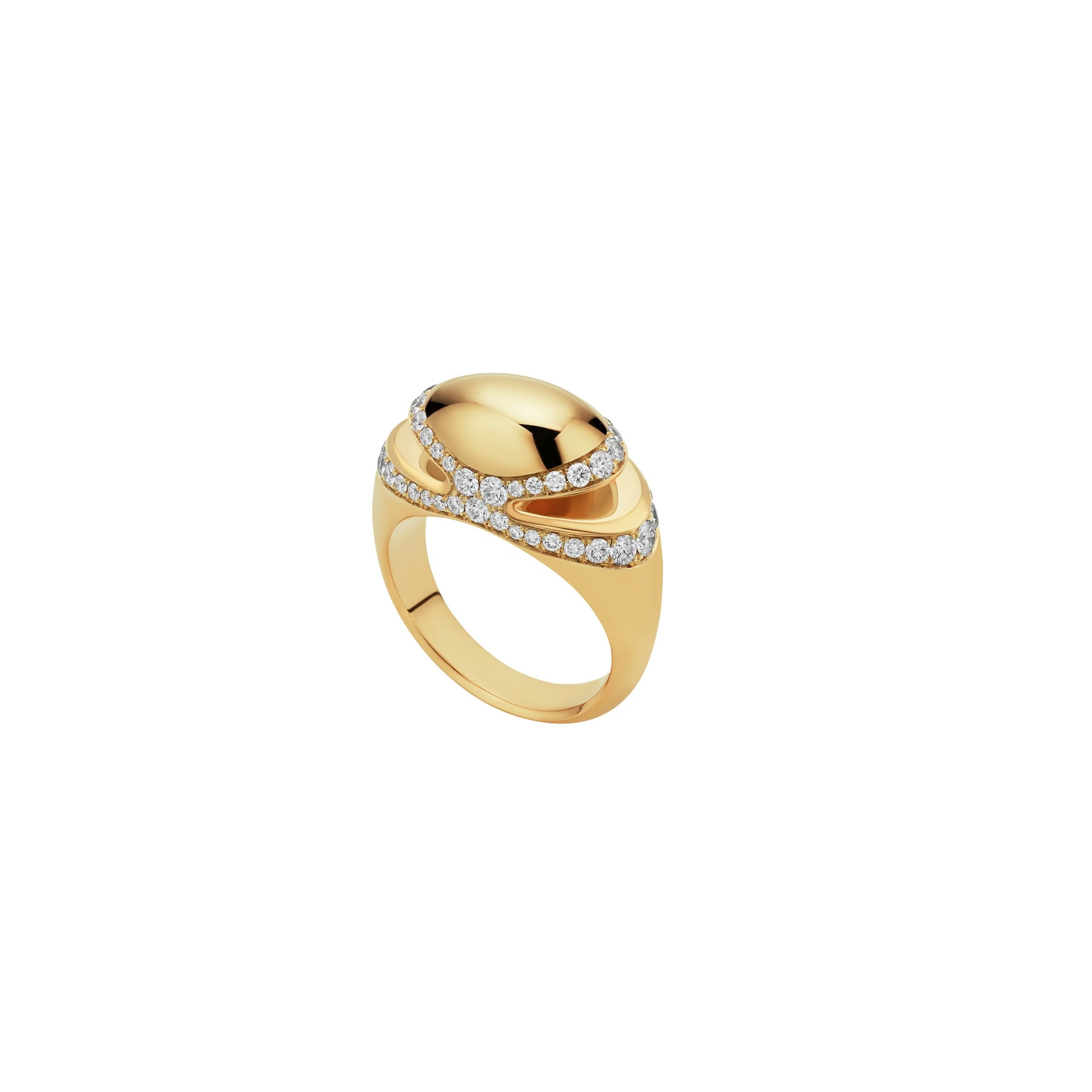 Bvlgari Jewelry 18K Yellow Gold Cabochon Diamond Ring - Size 55