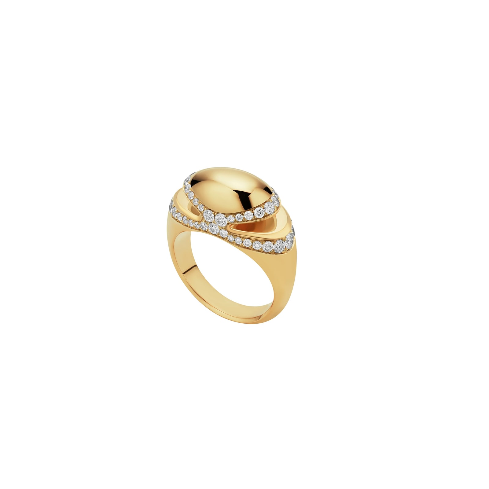 Bvlgari Jewelry 18K Yellow Gold Cabochon Diamond Ring - Size 55