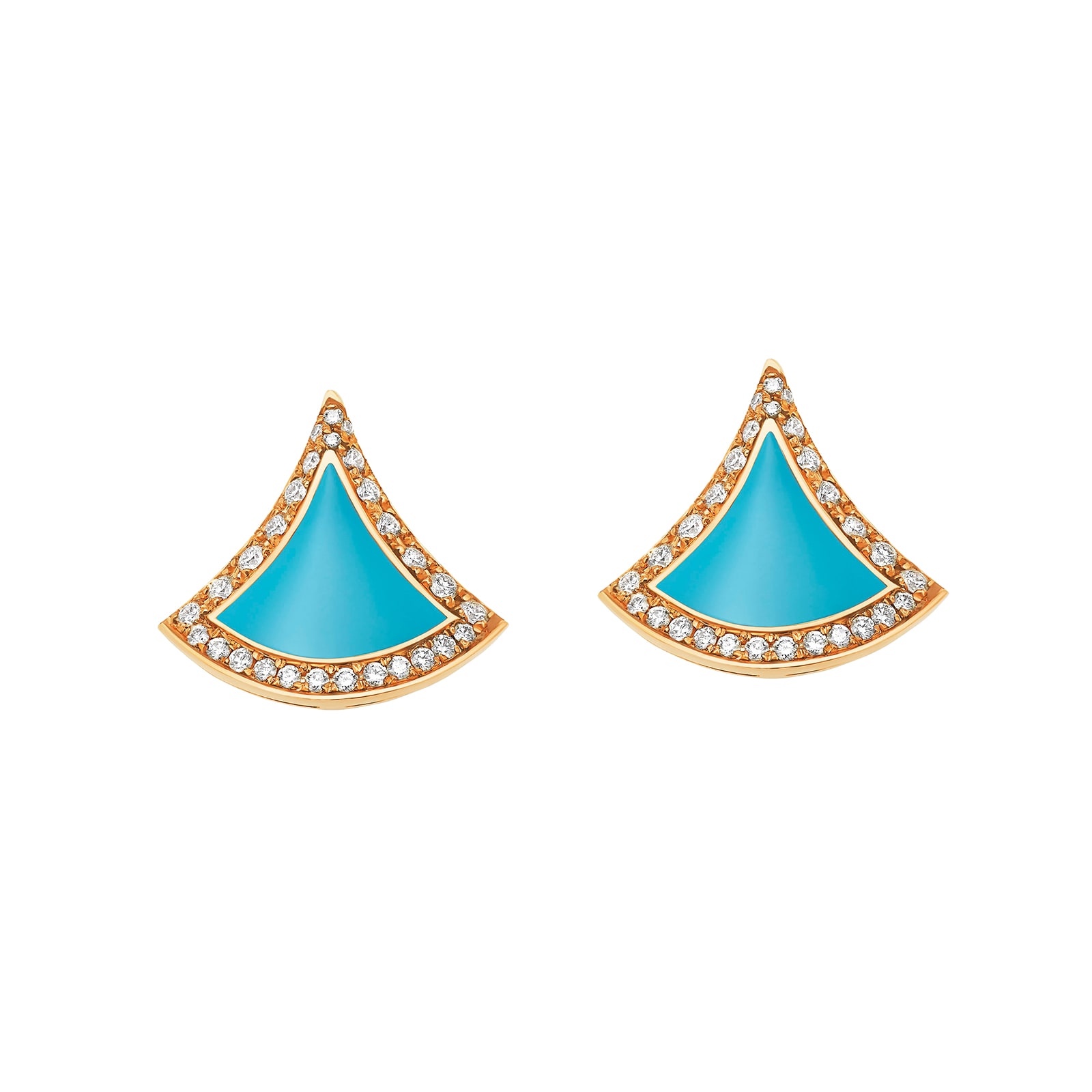 Bvlgari Jewelry 18K Yellow Gold Divas Dream Diamond & Turquoise Earrings