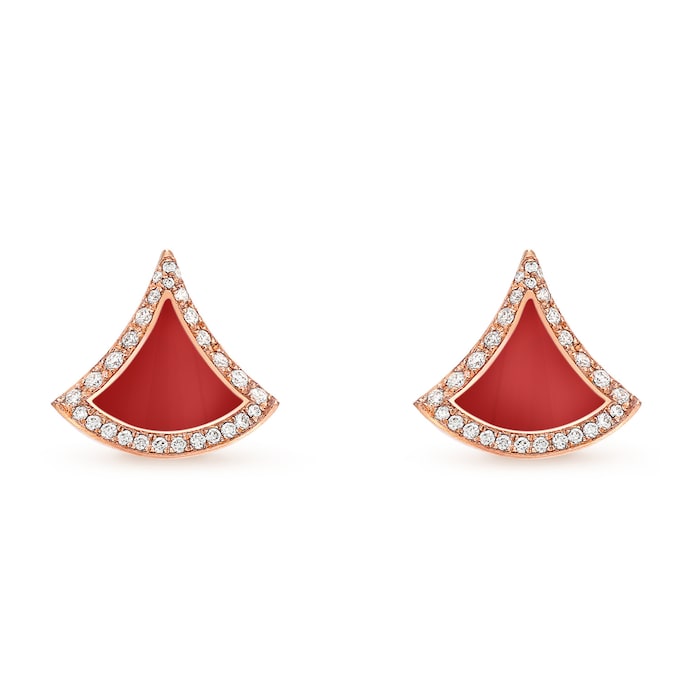 Bvlgari Jewelry 18K Rose Gold Divas Dream Diamond & Carnelian Earrings