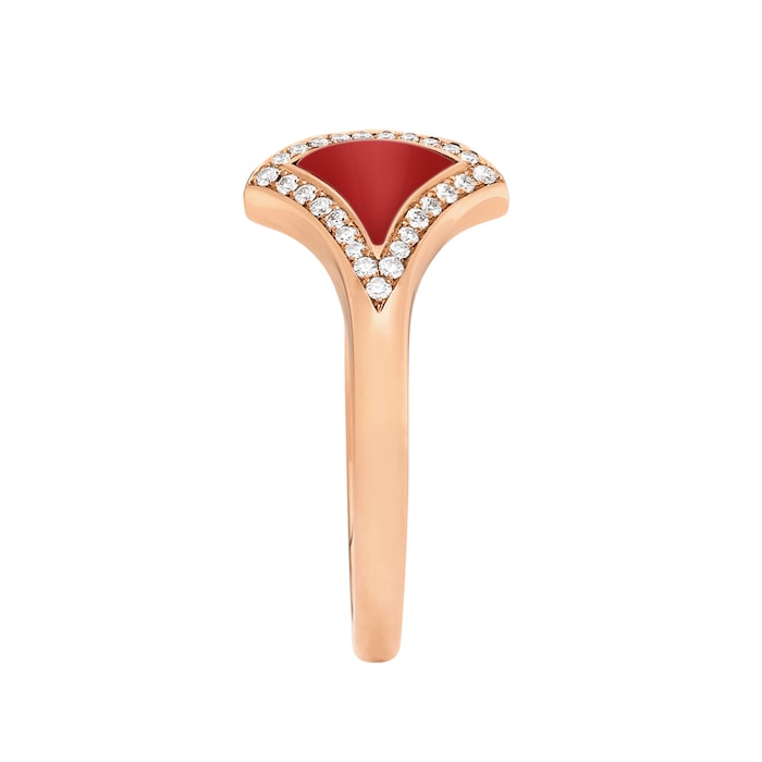 Bvlgari Jewelry 18K Rose Gold Divas Dream Diamond & Carnelian Ring - Size 52