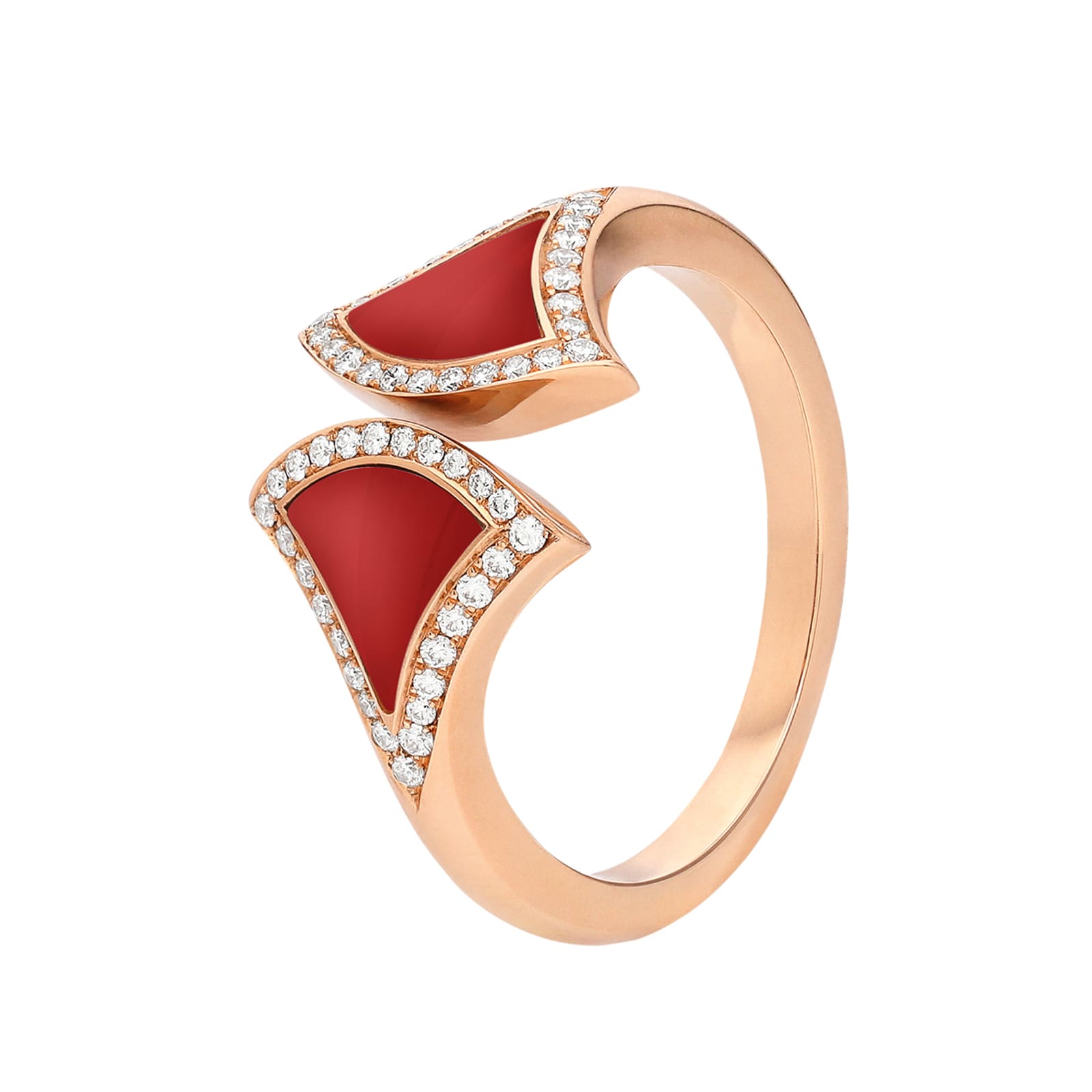 Bvlgari Jewelry 18K Rose Gold Divas Dream Diamond & Carnelian Ring - Size 54