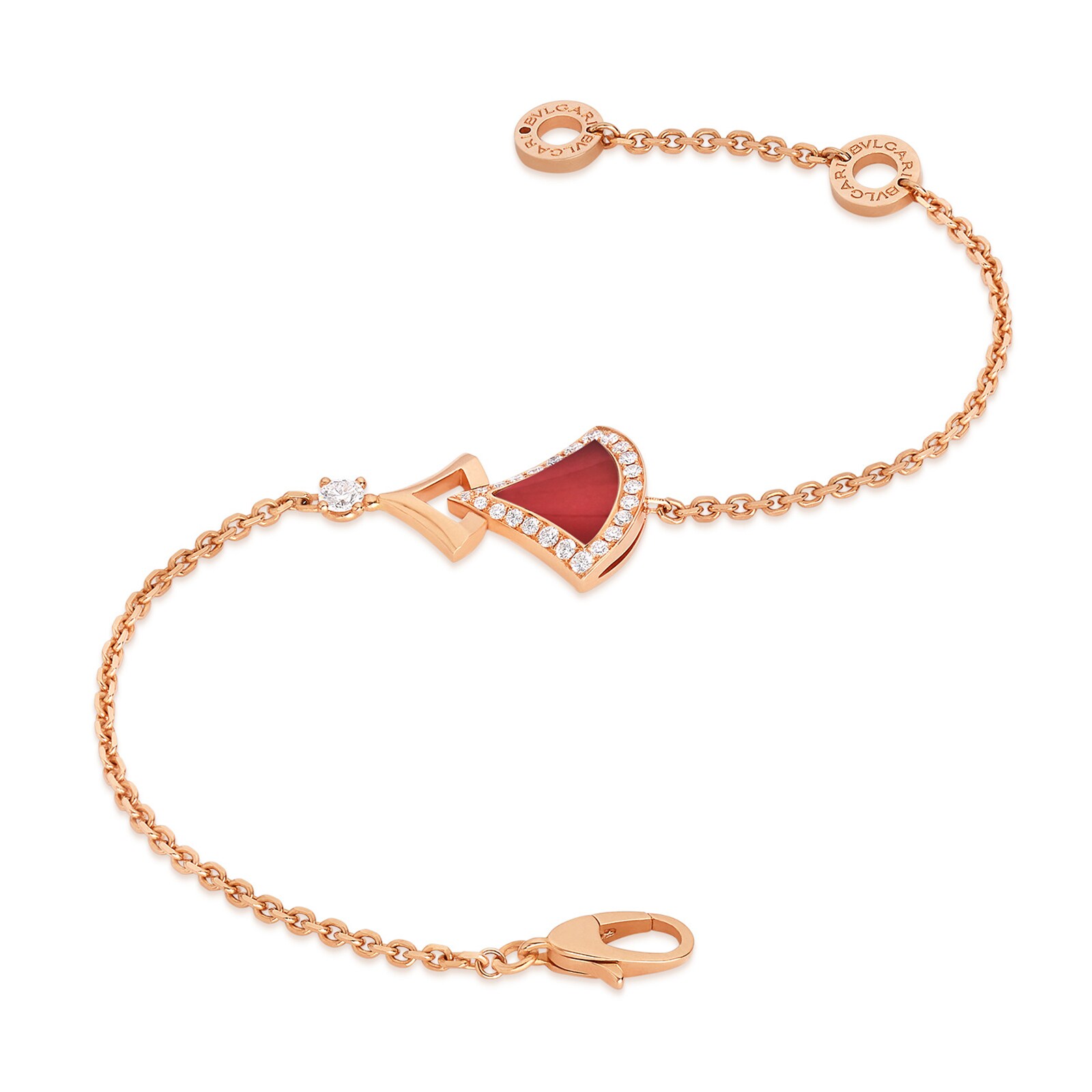Bvlgari Jewelry 18K Rose Gold Divas Dream Diamond & Carnelian Bracelet - Size M/L