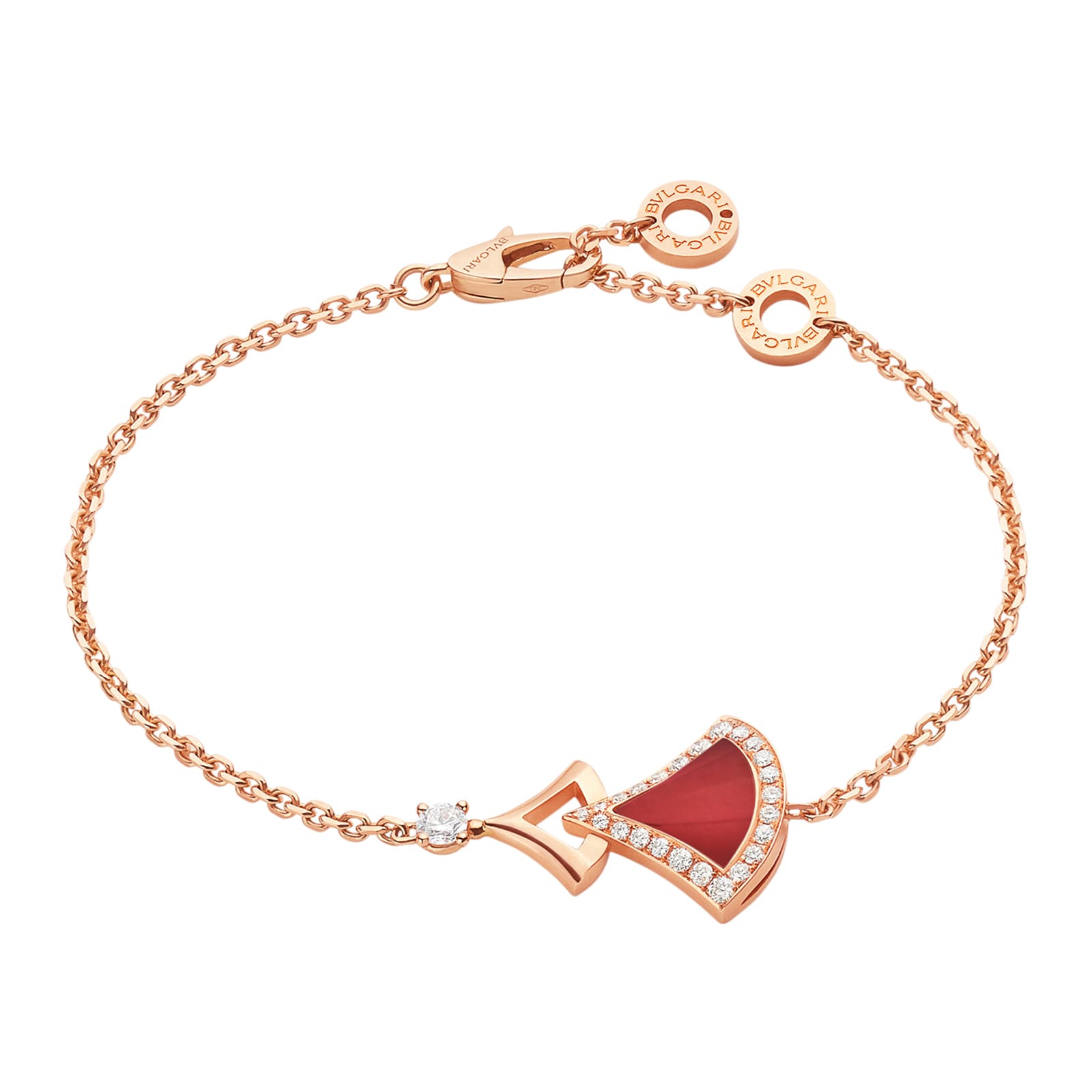 Bvlgari Jewelry 18K Rose Gold Divas Dream Diamond & Carnelian Bracelet - Size S/M