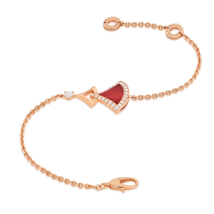 Bvlgari Jewelry 18K Rose Gold Divas Dream Diamond & Carnelian Bracelet - Size S/M