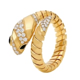 Bvlgari Jewelry 18K Yellow Gold Serpenti Tubogas Diamond & Black Onyx Ring - Size Extra Large