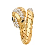 Bvlgari Jewelry 18K Yellow Gold Serpenti Tubogas Diamond & Black Onyx Ring - Size Extra Large