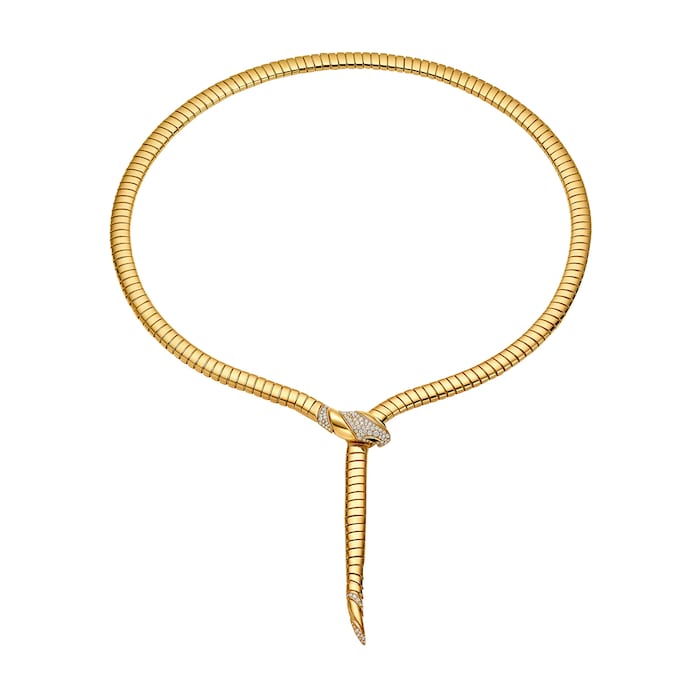 Bvlgari Jewelry 18K Yellow Gold Serpenti Tubogas Diamond Necklace