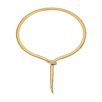 Bvlgari Jewelry 18K Yellow Gold Serpenti Tubogas Diamond Necklace