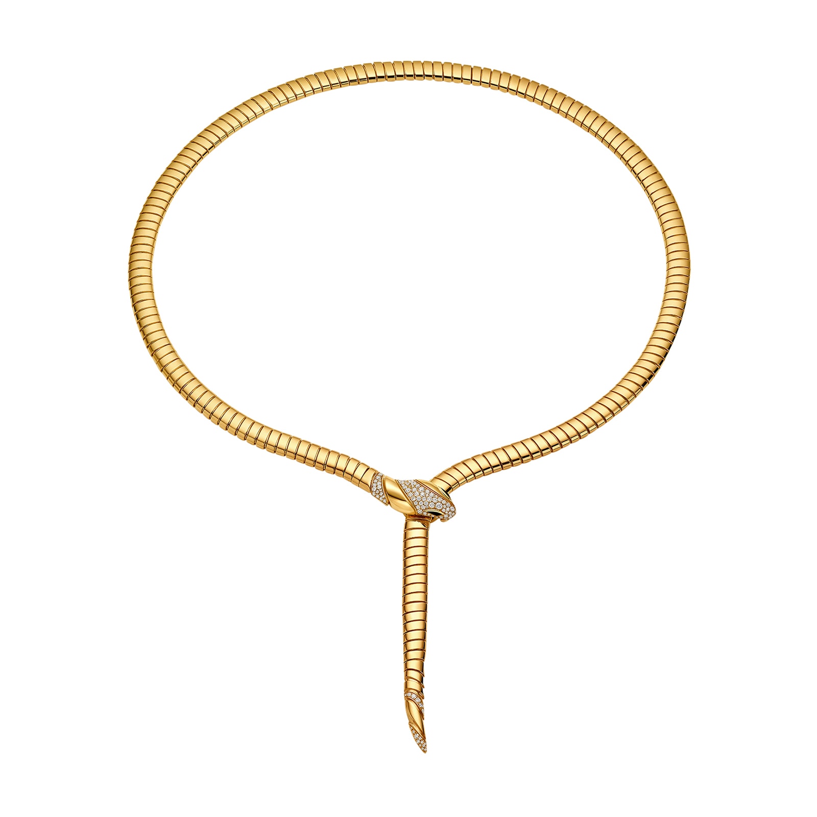 Bvlgari Jewelry 18K Yellow Gold Serpenti Tubogas Diamond Necklace