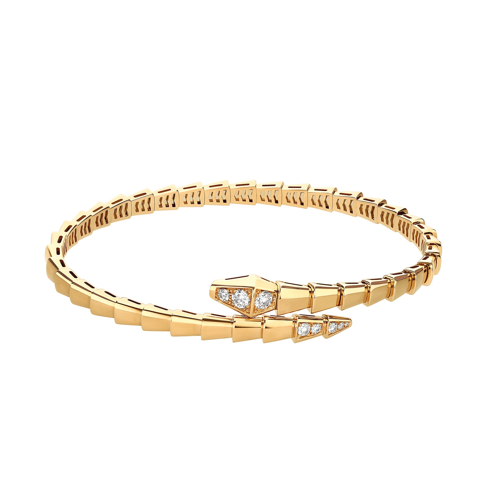 Bvlgari Jewelry 18K Yellow Gold Serpenti Viper Diamond Bracelet - Size S/M