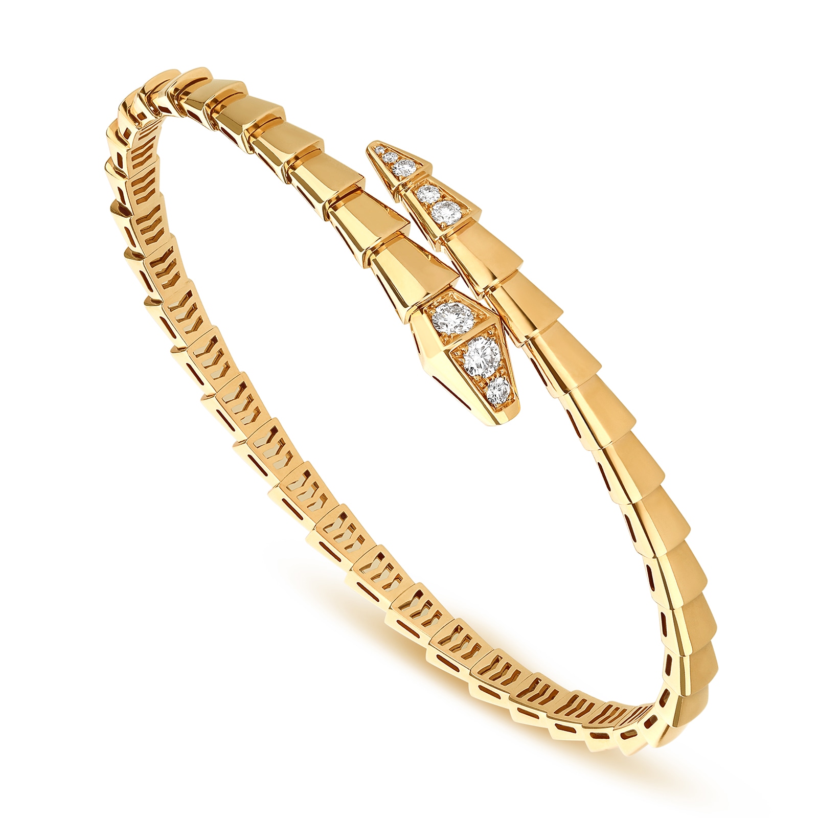 Bvlgari Jewelry 18K Yellow Gold Serpenti Viper Diamond Bracelet - Size S/M