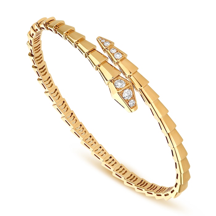 Bvlgari Jewelry 18K Yellow Gold Serpenti Viper Diamond Bracelet - Size M/L